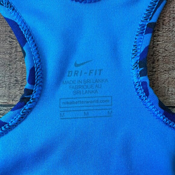 Nike Dri-Fit Blue & Black Geometric Swosh Sports Bra - Size M - Picture 5 of 6